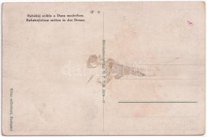 Orsova, Babakáj (Babagáj) szikla, hajó. MFTR Művészlevelezőlap / rock, ship (ázott / wet damage)