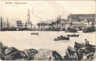 Genova, Genoa; Veduta del Porto / port, fishing boats, steamship