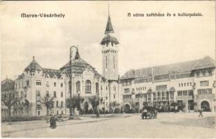 Marosvásárhely, Targu Mures; Városháza és a Kultúrpalota. Révész Béla kiadása / town hall, community center