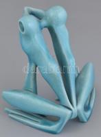 Zsolnay alapmázzal festett Béka. Nádor Judit (1934-2016) terve. Jelzés nélkül, hibátlan, (az alapmáz...