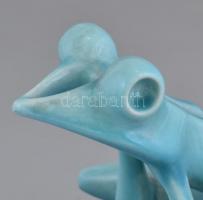 Zsolnay alapmázzal festett Béka. Nádor Judit (1934-2016) terve. Jelzés nélkül, hibátlan, (az alapmáz...