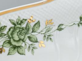 Hollóházi Erika porcelán étkészlet. 6 személyes, két tányéron lepattanások, hiányos + hozzá mokkás k...