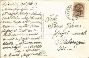 1941 Bátaszék, vasútállomás. Baura József kiadása (lyuk / hole)