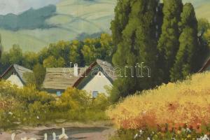 Szalay jelzéssel: Libapásztorlány. Olaj, vászon. 60x80cm, sérült keretben