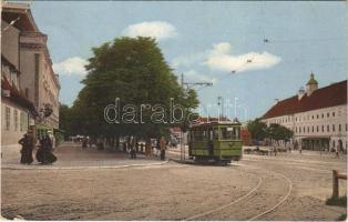 1912 Nagyszeben, Hermannstadt, Sibiu; Fő tér, villamos. Karl Graef / Hermannsplatz / square, tram (EK)