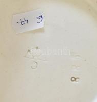 2 db körmöczbányai fajansz dísz tálka Balaton dekorral. Jelzett. restaurált, kopott d:17 cm