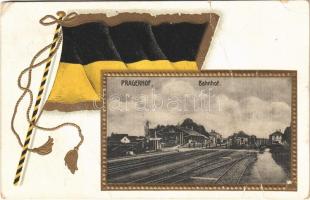 1917 Pragersko, Pragerhof; Bahnhof / railway station, German flag. Amalie Churfürst No. 03140. Emb. golden decorated litho (Rb)