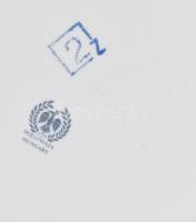 Hollóházi virágos tálca. Kézzel festett, jelzett, hibátlan. 32x39 cm