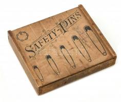 Vintage fa doboz biztonsági biztosítótűk vagy ziherejsztűk számára. 11x12,5x2,5cm