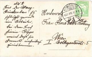 1923 Komárom, Komárnó; Vág híd építés közben / construction of the Váh river bridge. photo