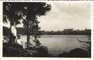 1935 Tátra, Magas-Tátra, Vysoké Tatry; Csorbai tó, gyerekek, szálloda / Strbské Pleso, children, hotel. Alex. Bresel photo