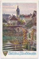 4 db régi osztrák város képeslap / 4 pre-1945 Austrian town-view postcards: