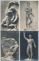 16 db RÉGI erotika motívum képeslap: férfi akt szobrok / 16 pre-1945 erotic motive postcards: nude male sculptures