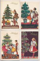 8 db RÉGI motívum képeslap: Karácsonyi művészlapok Szilágyi G. Ilona szignóval; magyar folklór / 8 pre-1945 motive postcards: Christmas art postcards, signed by Ilona G. Szilágyi; Hungarian folklore