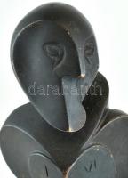 Sztrákos László (1954): Mózes, öntött, patinázott bronz, m:38,5 cm, Jelezve a talapzaton: Sztrákos