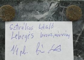 Sztrákos László (1954): Lebegés, öntött, polírozott bronz, m:36,5 cm, Jelezve: Sztrákos