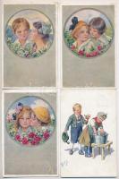 4 db RÉGI művész képeslap: gyerekek, K. Feiertag szignóval / 4 pre-1945 art postcards: children, signed by K. Feiertag (B.K.W.I.)