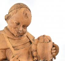 Sörivó, faragott fa szobor. 40 cm