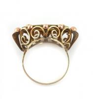 14K Arany (Au) Gyűrű, benne Ausztria 1915. Dukát Au "Ferenc József" utánveret foglalattal....