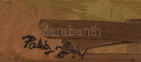 Palicz József (1931-): Faluvége. Olaj, farost. Kissé kopott fa keretben. 21,5×30 cm