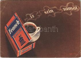 1947 Íz - szín - zamat. Franck cikóriakávé reklámja. Budapesti Árumintavásár / Hungarian chicory coffee advertisement postcard s: Macskássy (EB)
