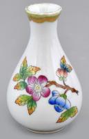Herendi Viktória mintás mini váza, kézzel festett, jelzett, kopott. m: 6,5 cm