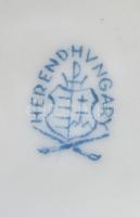 Herendi zöld virágmintás fonott kosaras tálka, ragasztott, jelzett, d: 11 cm