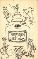 1918 Aspirin heilt alles! / WWI Austro-Hungarian K.u.K. military art postcard, humour, support fund. Deutschmeister Witwen- und Waisen-Stiftung (Aktion im Felde) Nr. 45. s: Rud. Kristen