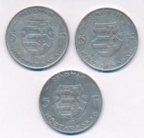 1947. 5Ft Ag "Kossuth" (3x) T:3 Adamo F8.1