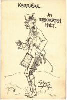 1918 Karriere Im Gesicherten Halt / WWI Austro-Hungarian K.u.K. military art postcard, humour, support fund. Deutschmeister Witwen- und Waisen-Stiftung (Aktion im Felde) Nr. 56. s: Rud. Kristen