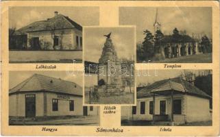 1952 Sámsonháza, lelkészlak, templom, Hősök szobra, emlékmű, iskola, Hangya szövetkezet üzlete és saját kiadása (EB)