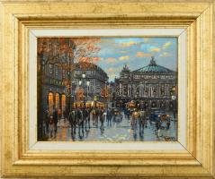 Szert Károly (1955-): Estefelé. Olaj, farost, jelzett. Dekoratív fa keretben, 24×32 cm