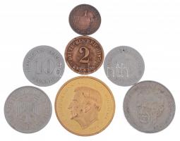 Németország 7xklf érme- és éremtétel, közte Szászország 1865B 1pf Cu T:1--3 Germany 7xdiff coin and medallion lot, within Saxony 1865B 1 Pfennig Cu C:AU-F