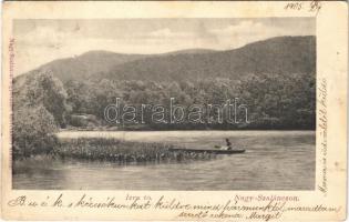 1905 Nagyszalánc, Szalánc, Salanc, Slanec; Izra tó, csónak. Nagy-Szalánczi fogyasztási szövetkezet kiadása / lake, boat (EB)