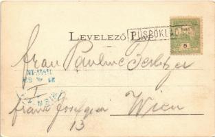 1902 Püspökladány, Vasúti indóház, pályaudvar, vasutasok, létra. Fénynyomat Divald műtintézetéből (E...