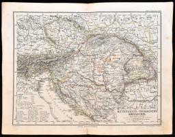 cca 1870-1880 Österreich-Ungarische Monarchie, 1:500.000, Stielers Schul-atlas N. 19.. Gotha, Justus Pethes, foltos, 24,5x31 cm