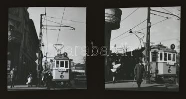 cca 1960 Budapest, a 30-as villamos, Kotnyek Antal (1921-1990) budapesti fotóriporter hagyatékából 2 db NEGATÍV, 4x3,8 cm és 3,8x3,7 cm