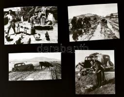 cca 1944-1945 Automobilok az orosz katonák hadizsákmányaként, Kotnyek Antal (1921-1990) budapesti fotóriporter hagyatékából 4 db NEGATÍV, 4,5x6,7 cm és 3,4x6,4 cm között