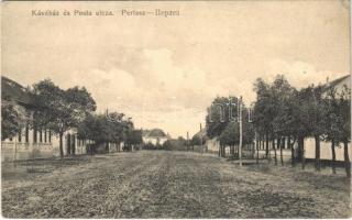 1914 Perlasz, Perlez; Kávéház és Posta utca. Boskovitz Márkusz kiadása / street view, café and post office (EK)