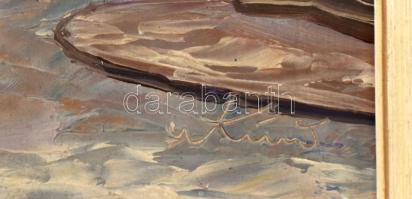 Olvashatatlan jelzéssel: Templom. Olaj, farost. Kissé sérült fa keretben, 35×17,5 cm