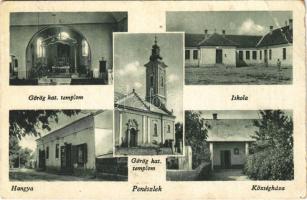 1945 Penészlek, Görögkatolikus templom, belső, Iskola, Községháza, Hangya szövetkezet üzlete (EB)