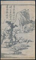 Antik kínai fametszet. XVIII-XIX. sz. Pecséttel jelzett. / Chinese woodcut 22x14,5 cm