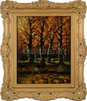 Kézdi-Kovács László (1864-1942): Őszi erdő, 1904. Olaj, fatábla. Jelzett. Hátoldalán régi kiállítási...