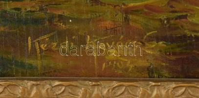 Kézdi-Kovács László (1864-1942): Őszi erdő, 1904. Olaj, fatábla. Jelzett. Hátoldalán régi kiállítási...