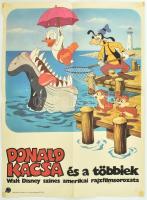 Donald kacsa és a többiek, Walt Disney színes amerikai rajzfilmsorozata, MOKÉP plakát, szakadással, ragasztás nyomaival, 56×41,5 cm