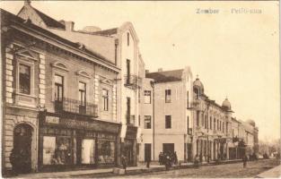 1918 Zombor, Sombor; Petőfi utca, Dodit S. és Opancsarev üzlete. Vasúti Levelezőlapárusítás 312. / street, shops