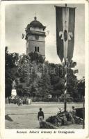 1939 Rozsnyó, Roznava; Rákóczi őrtorony és országzászló / watch tower and Hungarian flag (EK)