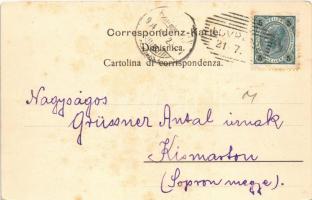 1904 Lovran, Lovrana; Die alte Stadt von Süden, Villa (fl)