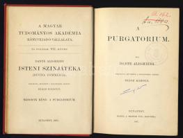 1891 Dante: A Purgatorium a Magyar Tudományos Akadémia kiadásában