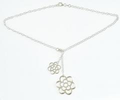 Ezüst(Ag) virágos nyakék, jelzett, h: 40 cm, nettó: 8,42 g